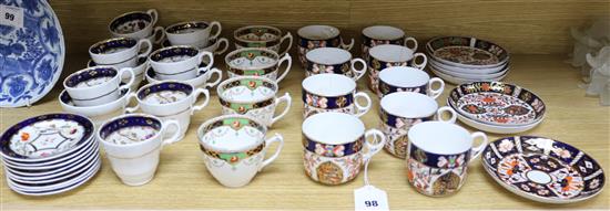 A group of assorted teawares including Victorian porcelain and Crown Derby